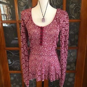 Free People Red designed top